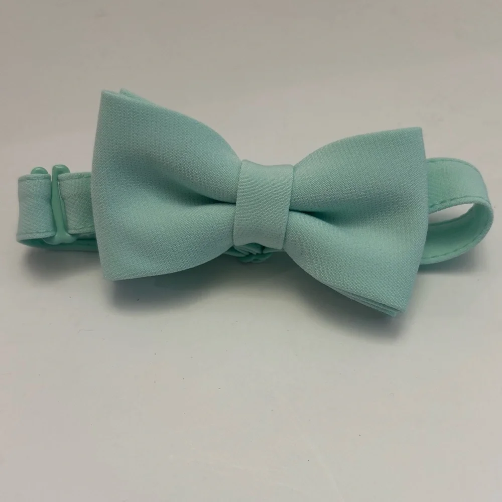 Pre-Tied Satin Bow Tie Aquamarine Mint Blue Adjustable Size Baby Infant Wedding